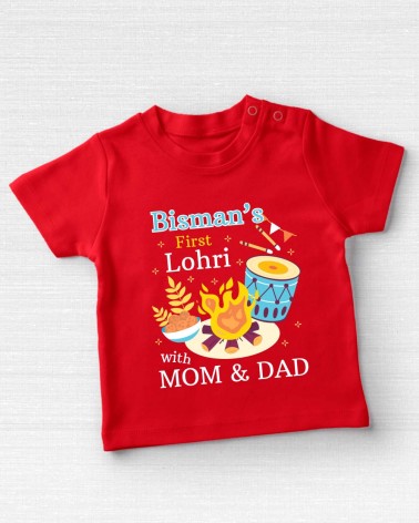 First Lohri Red T-shirt with name