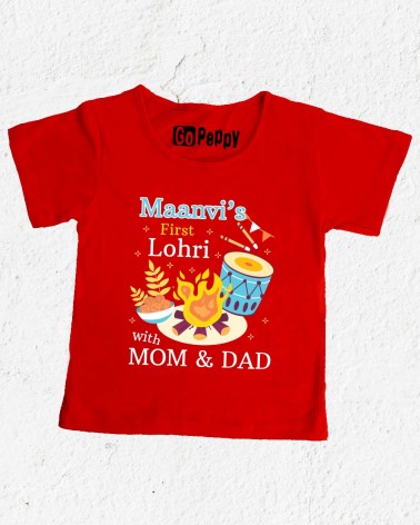 First Lohri Red T-shirt with name